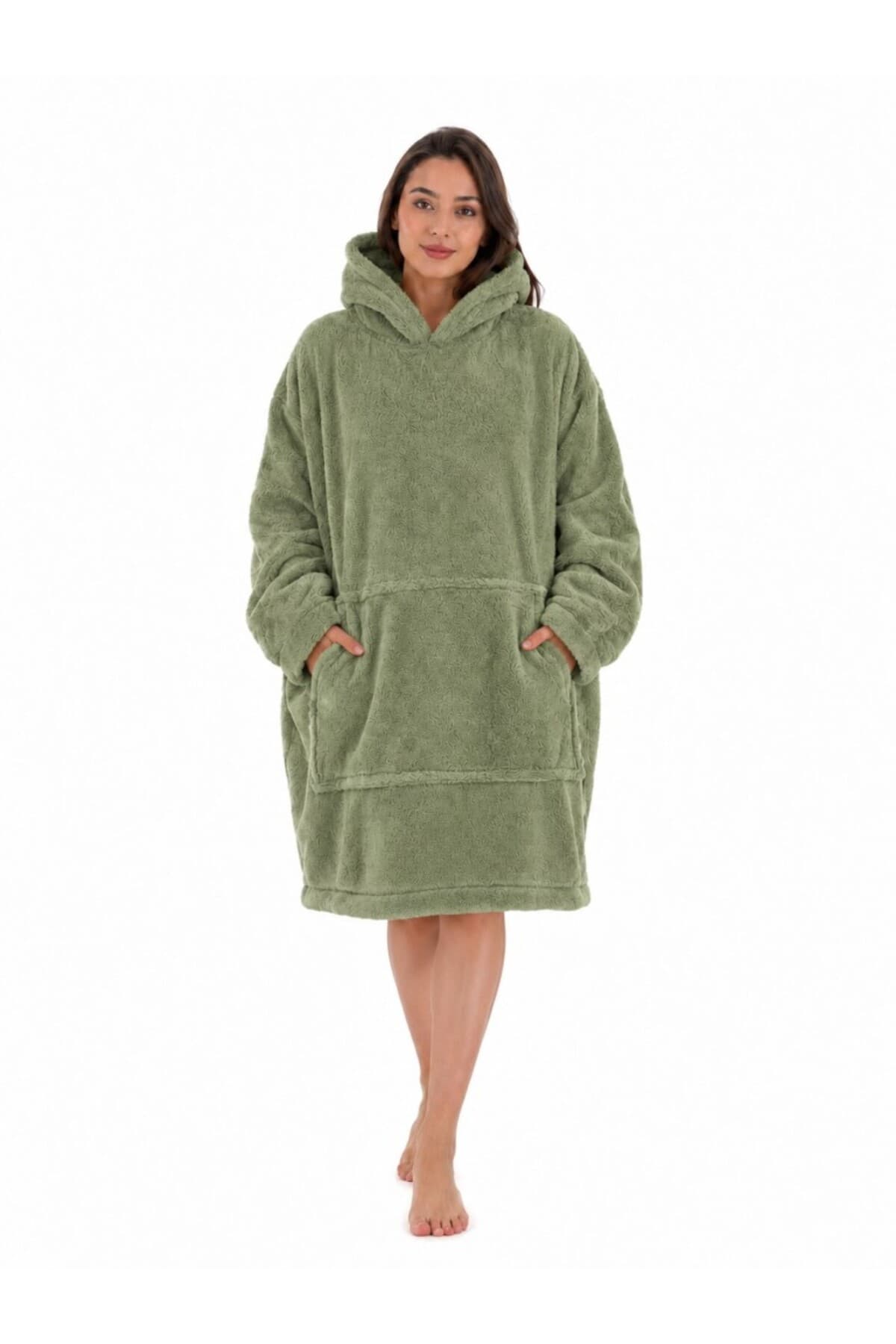 Mulberry Wellsoft Kapşonlu Giyilebilir Tv Battaniyesi Unisex Over Size
