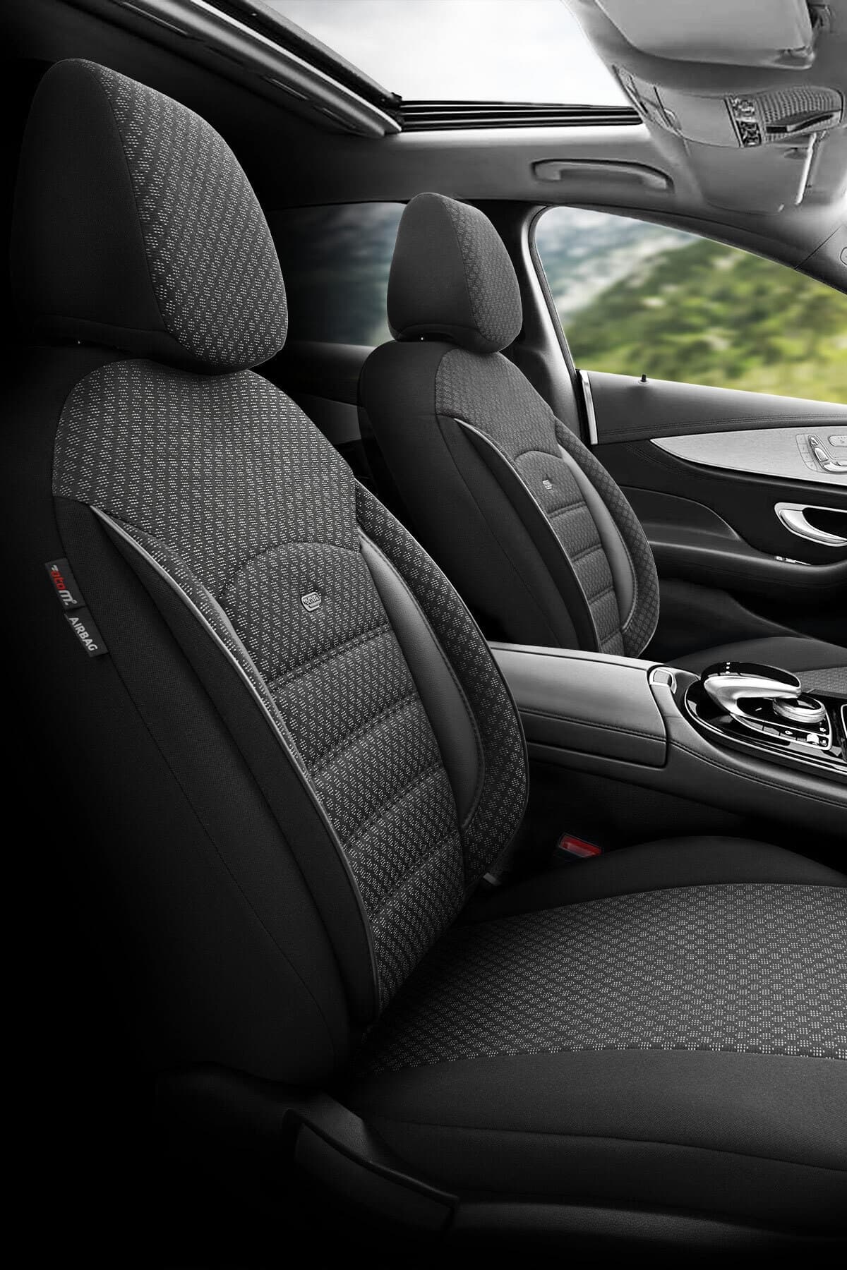 Otom Oto Koltuk Kılıfı Ortopedik Pamuklu Kumaş Siyah - Sport Plus