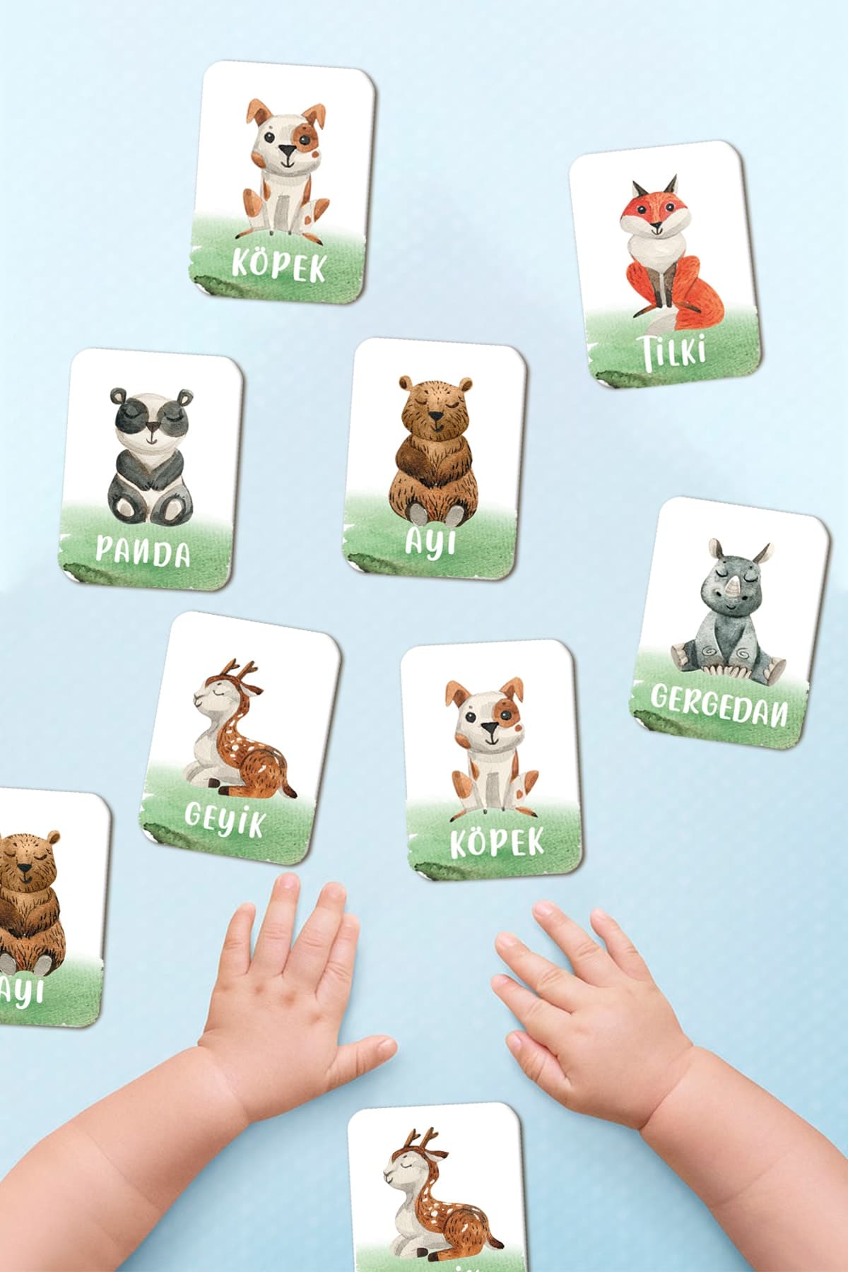 Enjoymydesign Zeka Kartları Orman Hayvanları Eşleştirme Oyunu Ahşap Eğitici Puzzle Oyuncak