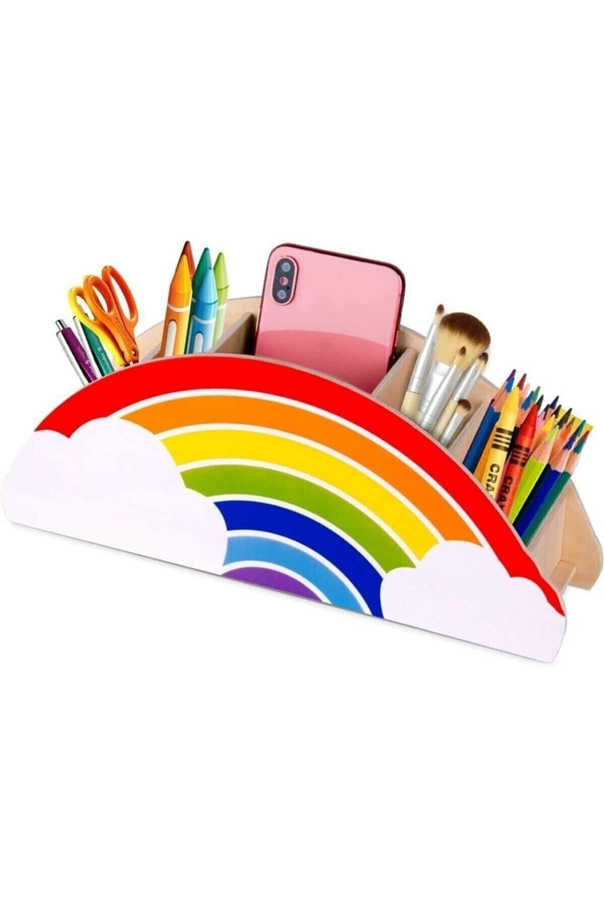 Akıllı Karınca Ahşap Gökkuşağı Çocuklar İçin Masaüstü Kalemlik Kalem Kutusu Organizer