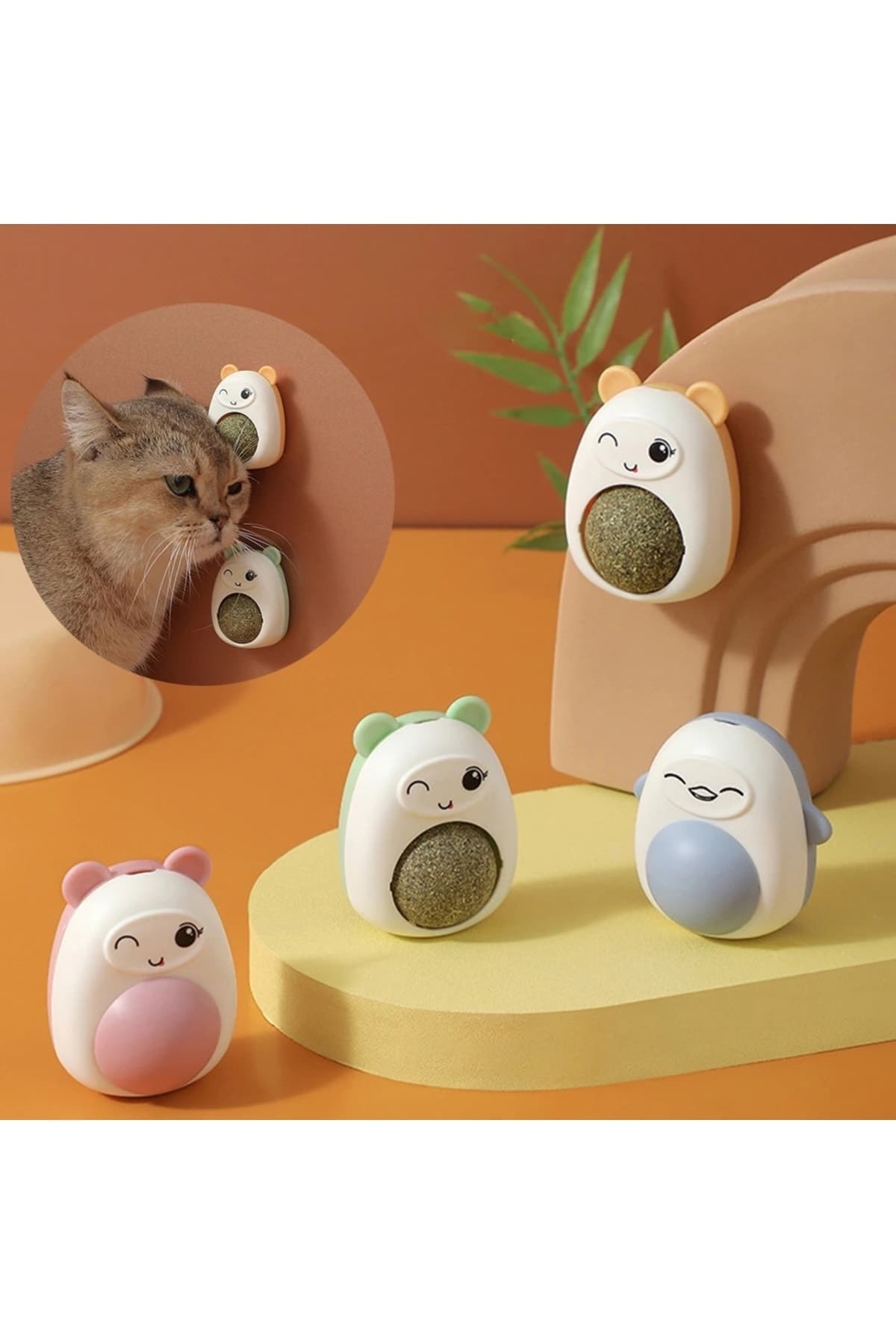 BEYZANA Ayıcıklı Kedi Oyuncağı Sağlıklı Kedi Yalama Oyuncak Iştah Arttırıcı Yavru Çiğneme Catnip Topu