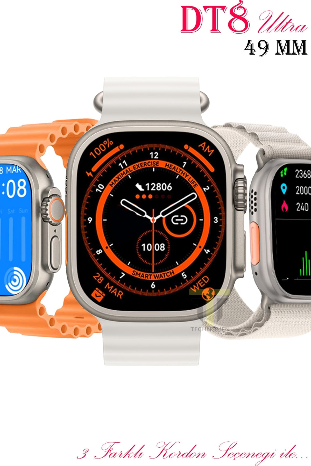 TECHNOMEN Dt 8 Ultra Plus 2.02 Inç Akıllı Saat Premium 2023 Son Sürüm Smart Watch 49 Mm Watchultra
