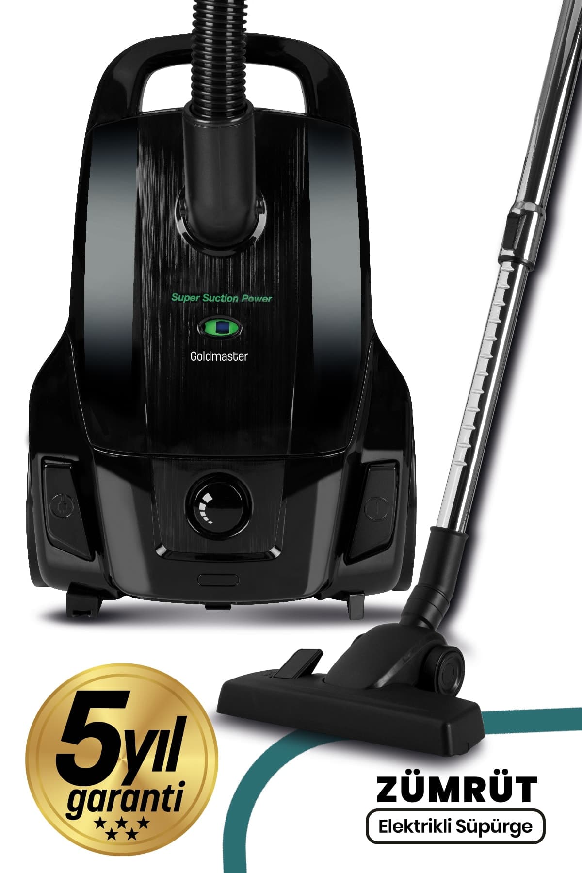 GoldMaster Zümrüt 4 Litre Geniş Kapasiteli Hız Ayarlı Toz Torbalı 5 Yıl Garantili Elektrikli Süpürge
