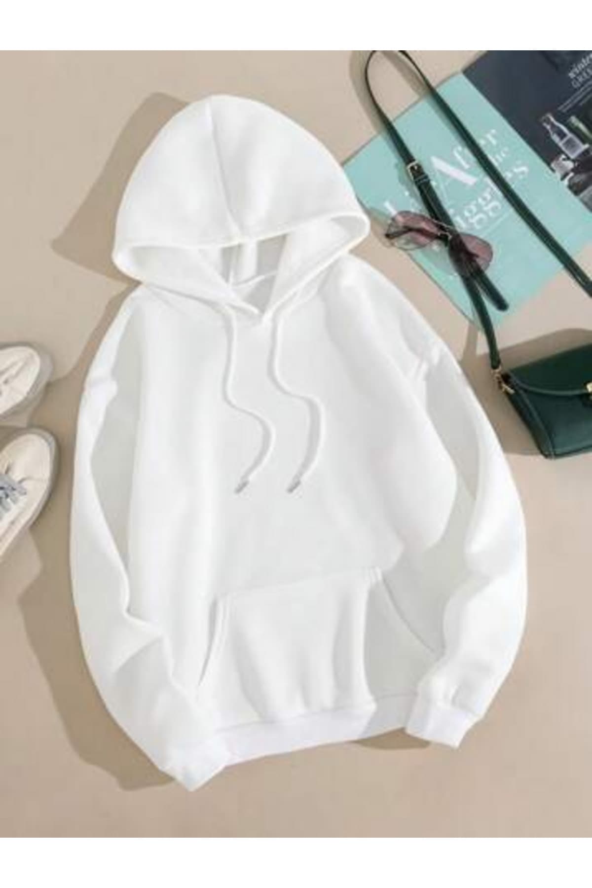 trendgar beyaz kapşonlu Sweatshirt