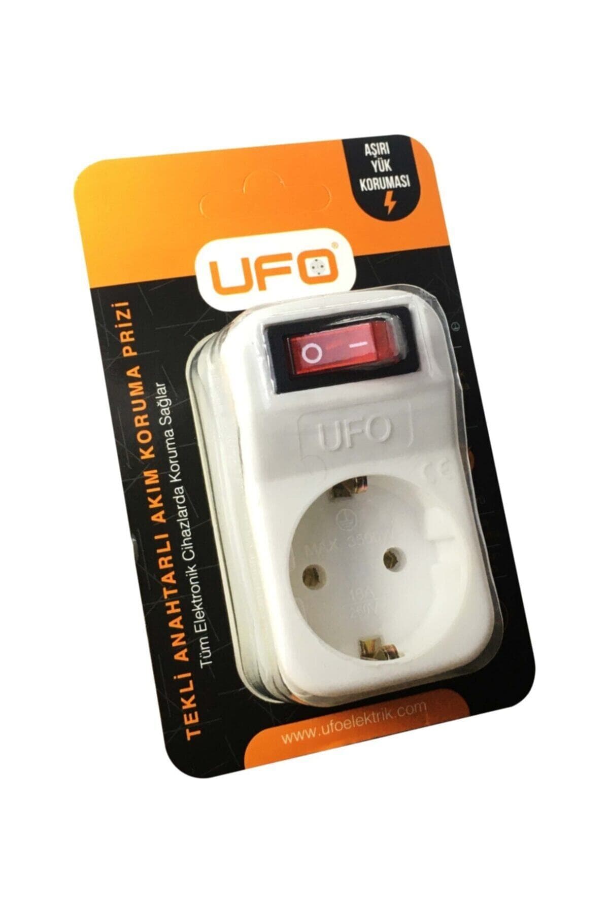 UFO ELECTRIC Akım Korumalı Priz Ufo Beyaz Renk Tekli Anahtarlı