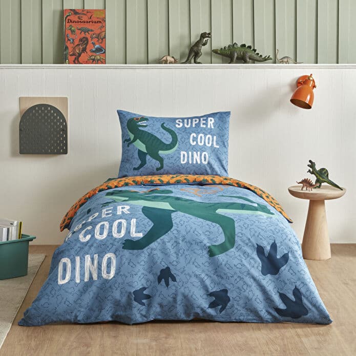 Karaca Home Young Cool Dino %100 Pamuk Tek Kişilik Nevresim Takımı Yeşil