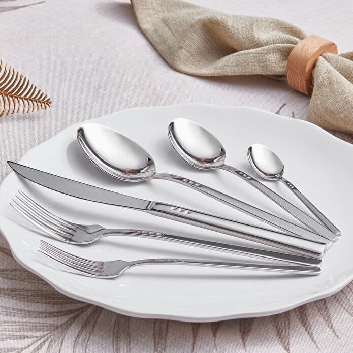 Karaca Elegance All Aurora Platin 12 Kişilik 72 Parça Çatal Kaşık Bıçak Takımı Kutulu
