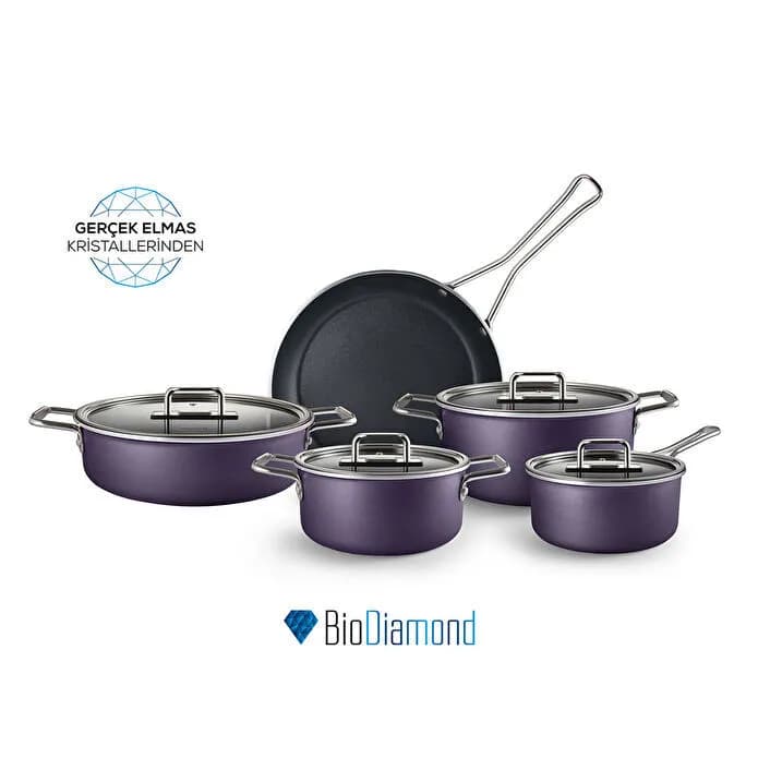 Karaca Mastermaid Biodiamond 9 Parça Tencere Seti Grape Purple