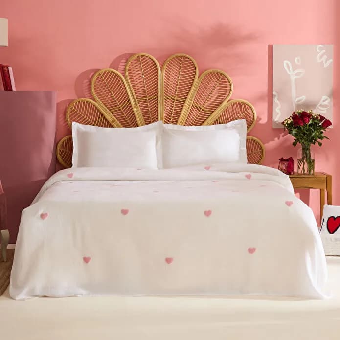 Karaca Home Amour Melody Kalp Desenli Çift Kişilik Müslin Pike Takımı Beyaz