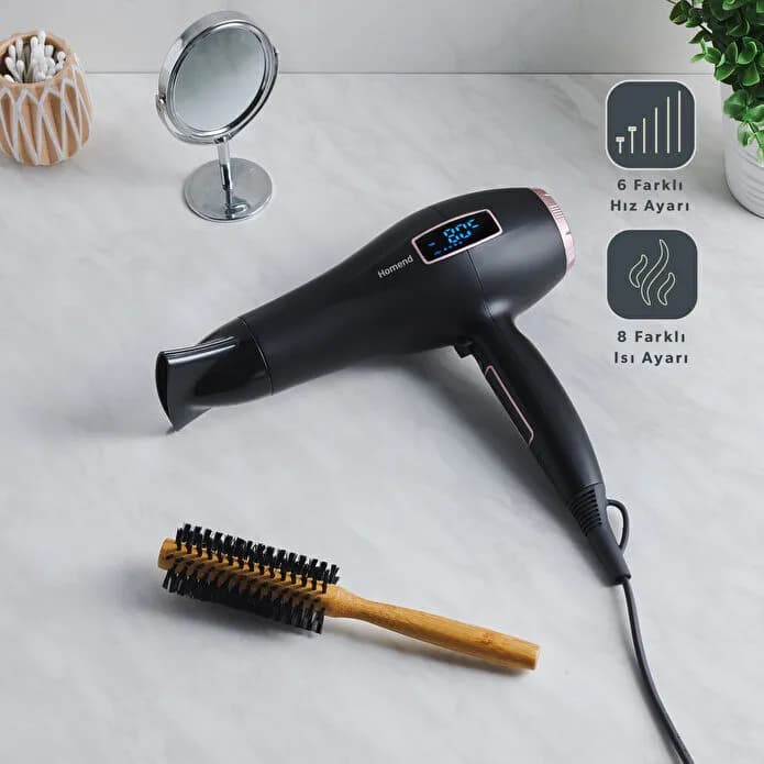 Homend Hairforce 4405H Dokunmatik Ekranlı İyonik Saç Kurutma Makinesi Siyah