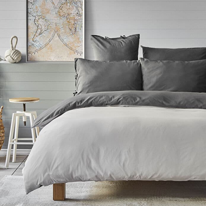 Nautica Home Pruva Antrasit Gri Çift Taraflı Çift Kişilik Nevresim Seti