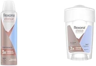 Rexona Clinical Protection Kadın Sprey Deodorant Confidence 150 ml ve Rexona Clinical Protection Kadın Stick Deodorant Shower Clean 45 ml