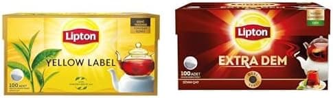 Lipton Seti | Yellow Label Demlik Poşet Siyah Çay 100lü Paket x1 + Extra Dem Demlik Süzen Poşet Siyah Çay 100lü Paket x1