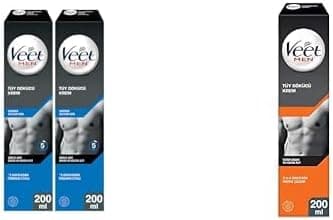 Veet Tüy Dökücü Krem Erkeklere Özel, Hassas Cilt (2 x 200 ml) ve Veet Men Tüy Dökücü Krem Erkeklere Özel Normal Ciltler 200 ml