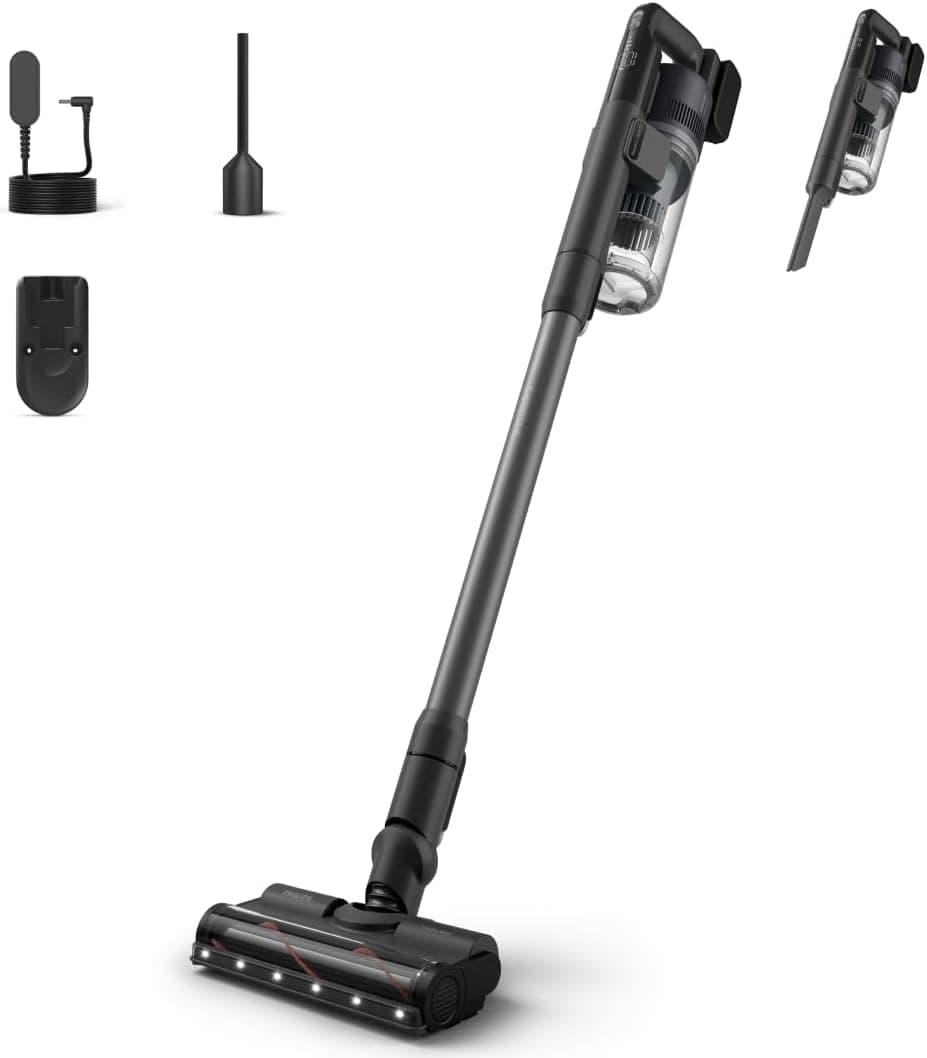 Philips Şarjlı Süpürge 6000 Serisi, Güçlü emiş, 64 dakika çalışma süresi, Zemin Tipi Algılama Teknolojisi, LED ışıklı başlık, Aralık temizleme aparatı, Ekran, Değiştirilebilir pil (XC6551/01)