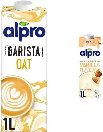 Alpro Barista Yulaf Bitkisel İçeceği, 1L ve Alpro Badem Vanilya Bitki Bazlı İçecek 1L