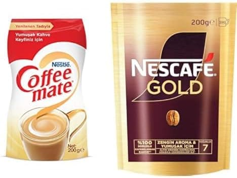 Nestlé Coffee Mate Kahve Beyazlatıcısı 200 g Ekopaket ve Nescafé Gold Çözünebilir Kahve Ekopaket, 200 g