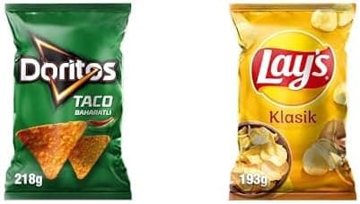 Doritos Taco Baharatlı Mega Boy 218 g x1 + Lays Klasik Sade Mega Boy 193 g x1