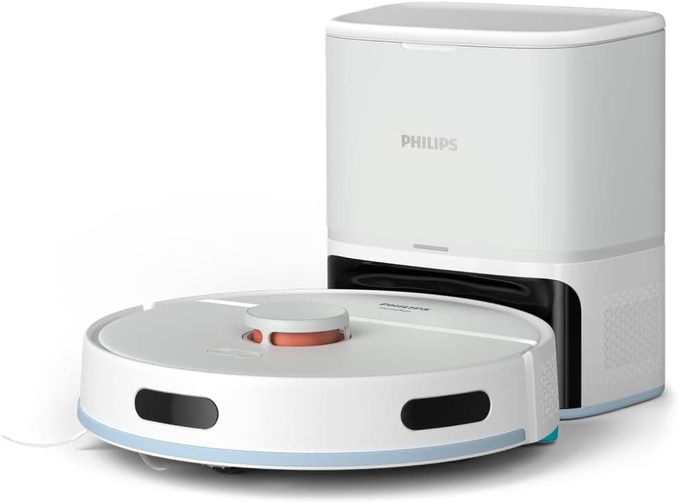 Philips HomeRun 2000 Islak & Kuru Robot Süpürge -yüksek emiş, halı algılama, LDS radar, 70 günlük otomatik boşaltma istasyonu, HomeRun uygulaması, Arctic White (XU2100/25)