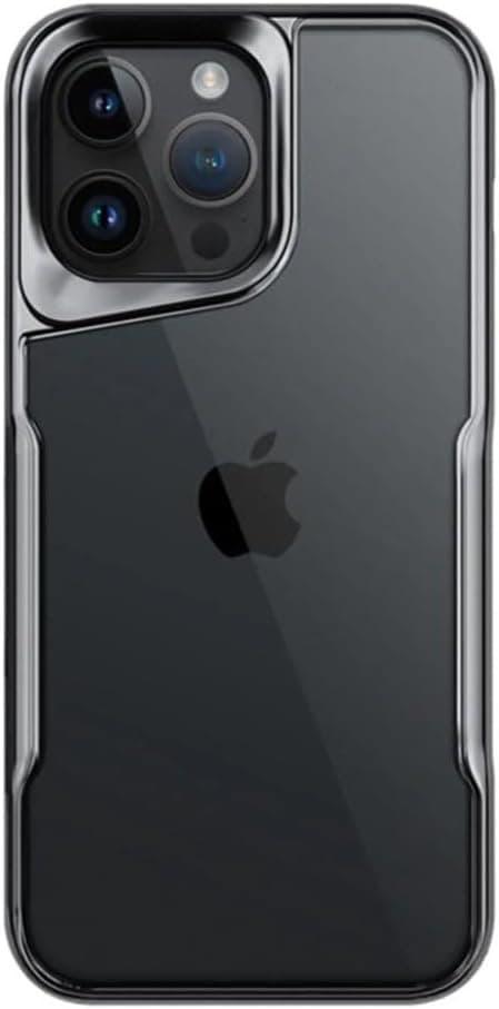 GGM GİYİM & AKSESUAR Apple iPhone 15 Pro ile Uyumlu Arkası Şeffaf Silikon - Yükseltilmiş Lens Çerçeveli AirProtect Tasarımlı Darbe Emici Kılıf (Gri)