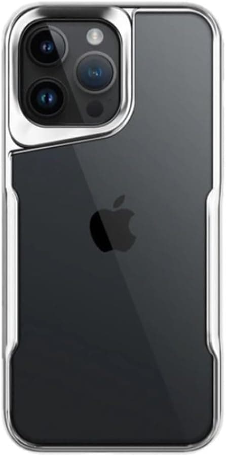 GGM GİYİM & AKSESUAR Apple iPhone 15 Pro ile Uyumlu Arkası Şeffaf Silikon - Yükseltilmiş Lens Çerçeveli AirProtect Tasarımlı Darbe Emici Kılıf (Gümüş)