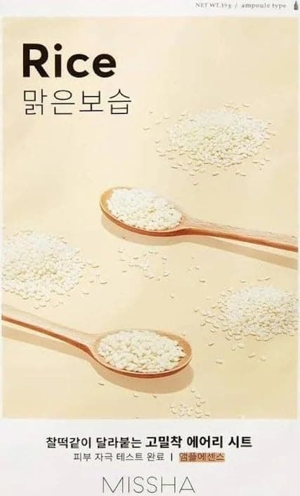 MISSHA Pirinç Özlü Aydınlık ve Pürüzsüz Görünüm Sunan Yaprak Maske Airy Fit Sheet Mask (Rice)