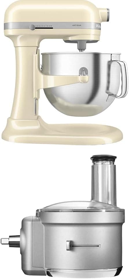 KitchenAid Artisan Kaldırılabilir Kaseli Stand Mikser, Almond Cream, 6,6 L ve Mutfak Robotu Aksesuarı-5KSM2FPA