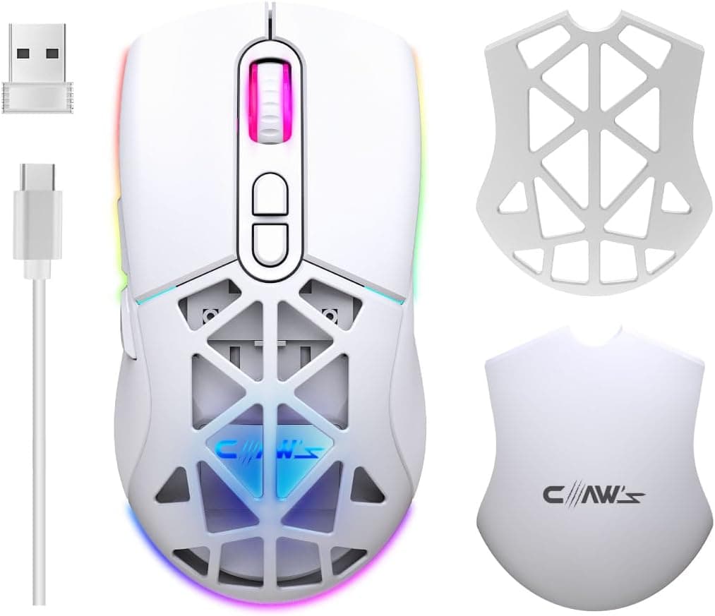 Claws Nexus Air Kablosuz 10000 Dpi Pixart PMW3325 Sensör Makro Yazılımlı & Değiştirilebilir Kapaklı RGB Kablosuz Gaming Mouse - Beyaz