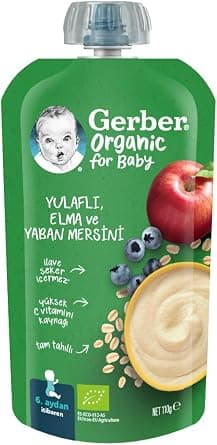 Gerber Organic Yulaflı Elma Ve Yaban Mersini Püre 110G