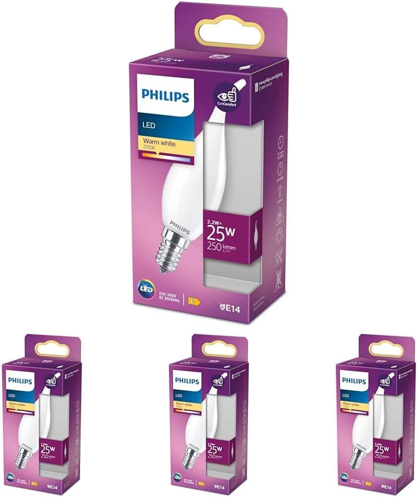 Philips LED Classic 25W BA35 E14 Mum Tipi WW Dim Edilmez Ampul 4lü paket