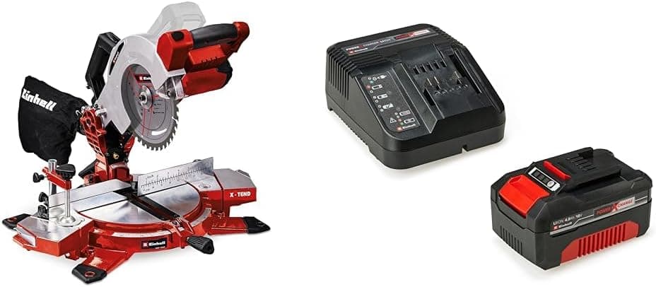 Einhell TE-MS 18/210 Li - Solo, Akülü Gönye Kesme ve Einhell 18V 4,0 Ah PXC Starter Kit (Başlangıç Seti)