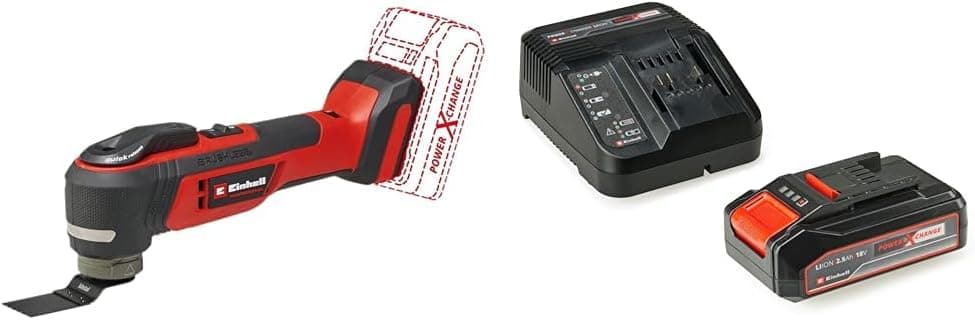 Einhell TP-MG 18 Li BL - Solo, Akülü Raspalama Makinesi ve Einhell 18V 2,5 Ah PXC Starter Kit (Başlangıç Seti)
