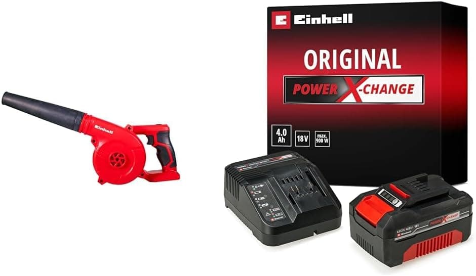 Einhell TE-CB 18/180 Li - Solo, Akülü Üfleme + Einhell 18V 4,0 Ah PXC Starter Kit, Akü & Şarj Cihazı
