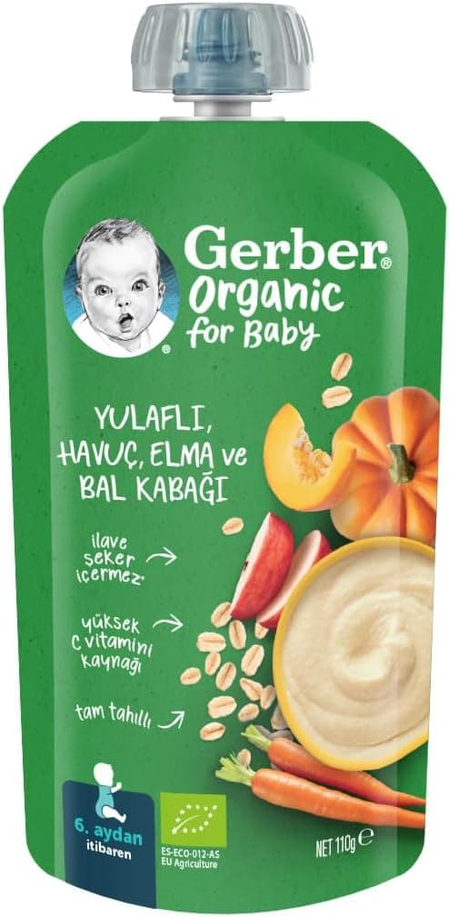 Gerber Organik Yulaflı Elma, Havuç Ve Balkabaklı Püre 110G