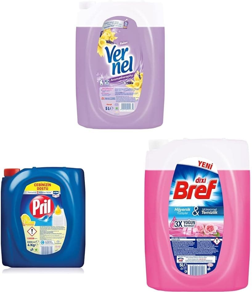 Vernel Çamaşır Yumuşatıcısı Aromatherapy Relax, 5 Litre, 50 Yıkama ve Vernel Gülün Büyüsü Çamaşır Yumuşatıcısı, 5L
