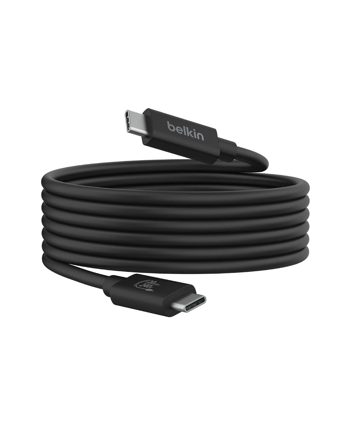 Belkin USB4 Kablosunu (6,5 ft/2M Güç Kablosu), USB-C - USB-C Kablosunu 240W Güç Dağıtımı + 20Gbps - USB4 Uyumlu Güç Kablosu, MacBook, Windows, Chromebook ve Daha Fazlası ile Uyumlu