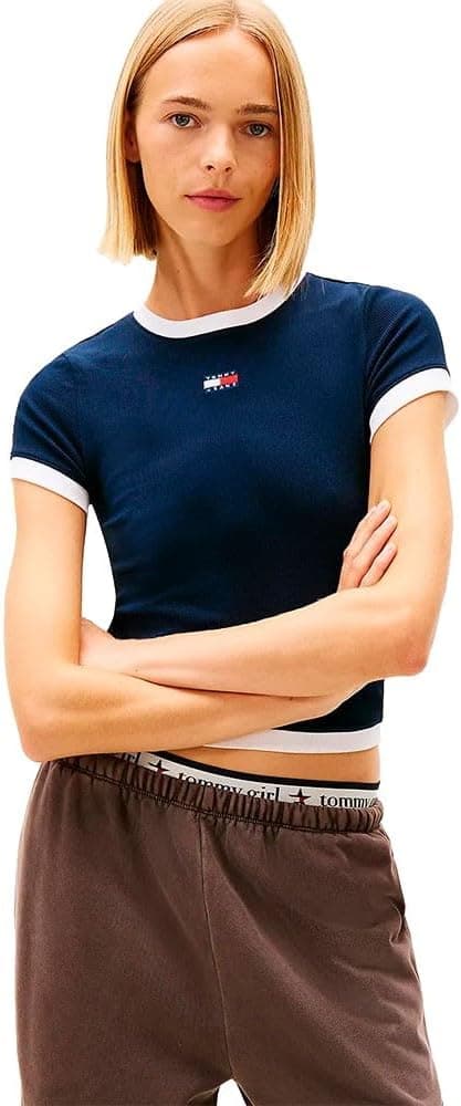 Tommy Hilfiger TJW SLIM SH BADGE SS RIB EXT T-shirt Kadın