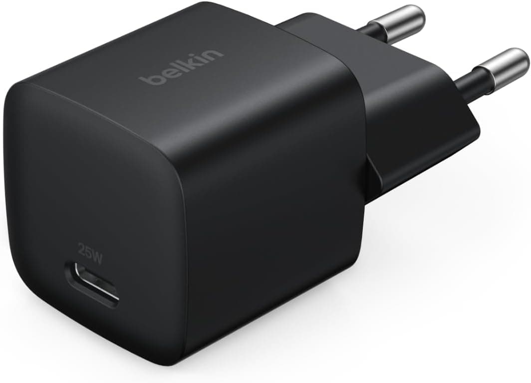Belkin USB-C Fiş 25 W - USB-C Telefon Şarj Cihazı, Apple iPhone 16, 15 Plus, Pro, Pro Max, iPad, Samsung Galaxy S25, Pixel 9, Nintendo Switch ve Fazlası için PD 3.0 PPS Hızlı Şarj Cihazı, Siyah