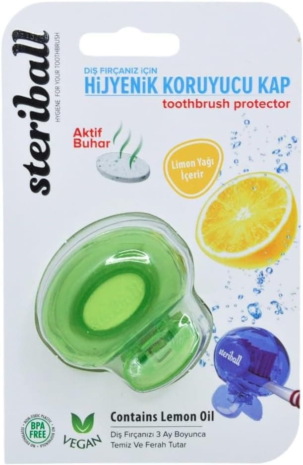 Steriball Diş Fırçası Koruma Kabı - Limon Kokulu Yetişkin 2li Manuel Diş Fırçaları İçin (Karma Renk) (2 adet diş fırçası koruma kabı)