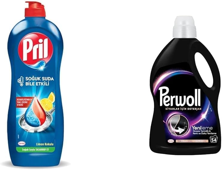 Pril Cold Power Yağ Çözme Etkili Limon Kokulu + Perwoll Hassas Sıvı Çamaşır Deterjanı Siyah