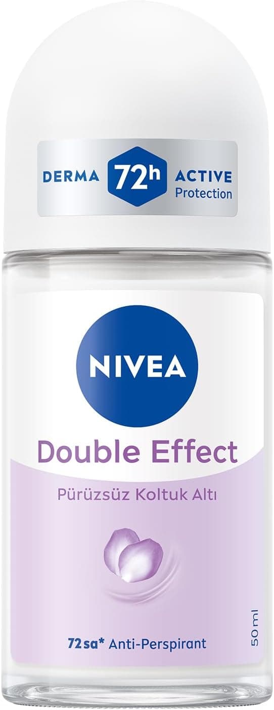 NIVEA Kadın Roll-on Deodorant Double Effect 50ml, 72 Saat Anti-perspirant Koruma, Alkolsüz, Pürüzsüz Koltuk Altı