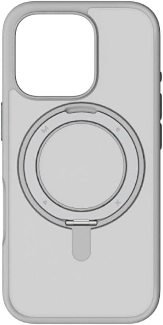 MOMAX Iphone 16 Pro Roller Serisi 360° dönebilen halka standlı Magsafe Kılıf (Light grey)