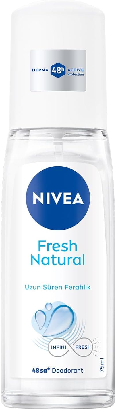 NIVEA Kadın Pump Sprey Deodorant Fresh Natural 75ml, Ter Kokusuna Karşı 48 Saat Koruma, Alüminyum İçermez
