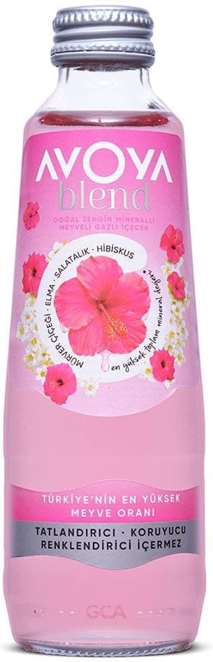 Avoya Blend Hibiskus ve Mürver Çiçeği Doğal Zengin Mineralli Gazlı İçecek Şişe 6 x 250 ml