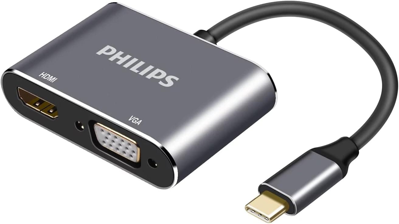 Philips SWV6021/00 USB-C - HDMI ve VGA adaptörü, 2-in-1, 15cm uzunluk