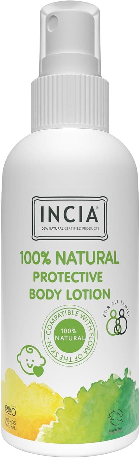 INCIA%100 Doğal Koruyucu Vücut Losyonu Sprey Yenidoğan Bebek Çocuk İçin Limon Okaliptus Vegan 100 ml
