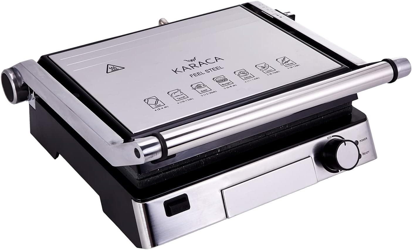 Karaca Biogranit Izgara ve Tost Makinesi Inox 2000W Paslanmaz Çelik 6 Dilim Kapasiteli