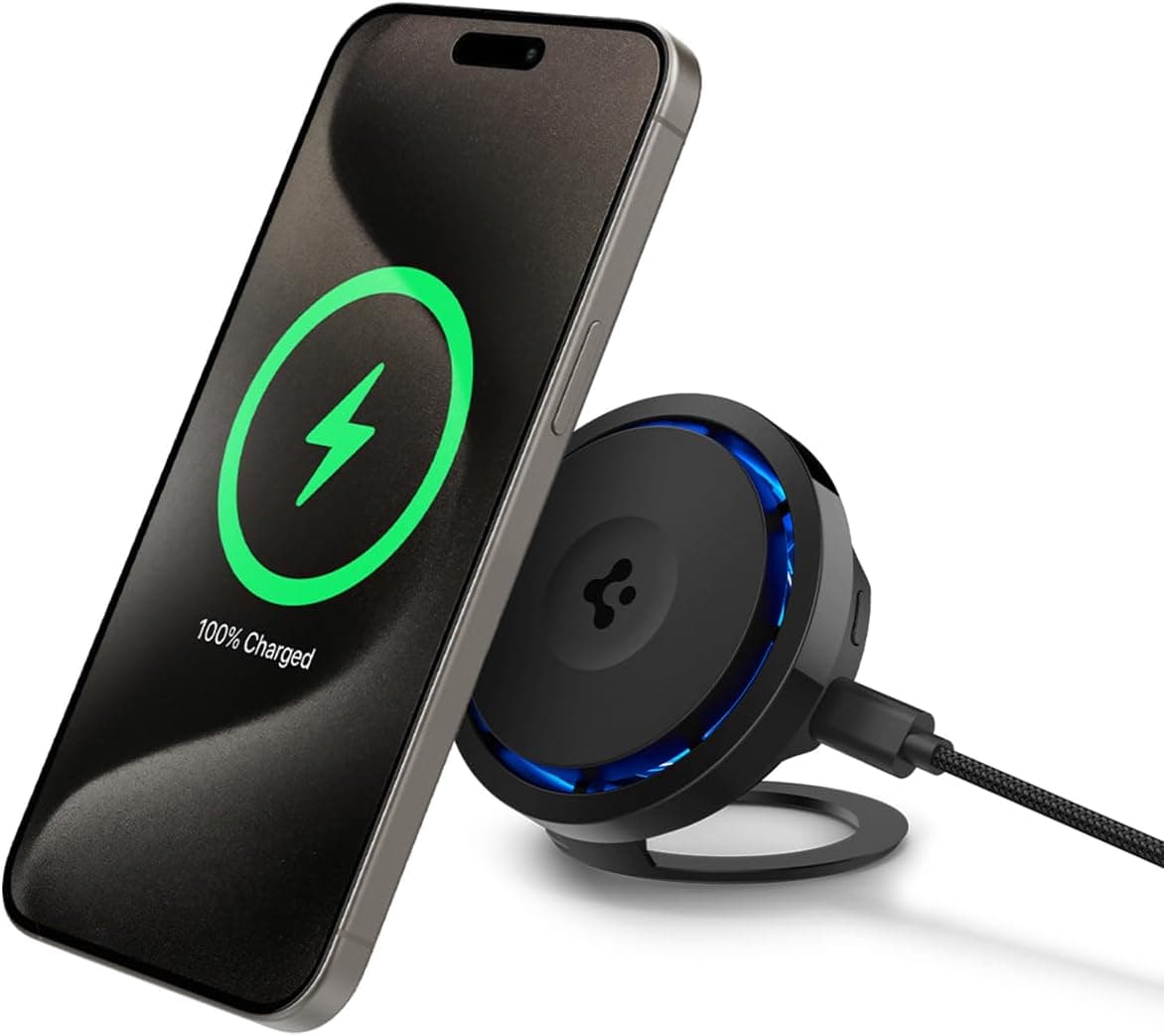 Spigen Mag Fit Kickstand Manyetik Kablosuz Şarj Cihazı/Özel Fanlı Isı Düşürücü iPhone için MagSafe özellikli Cryomax S310WCK - ACH07977