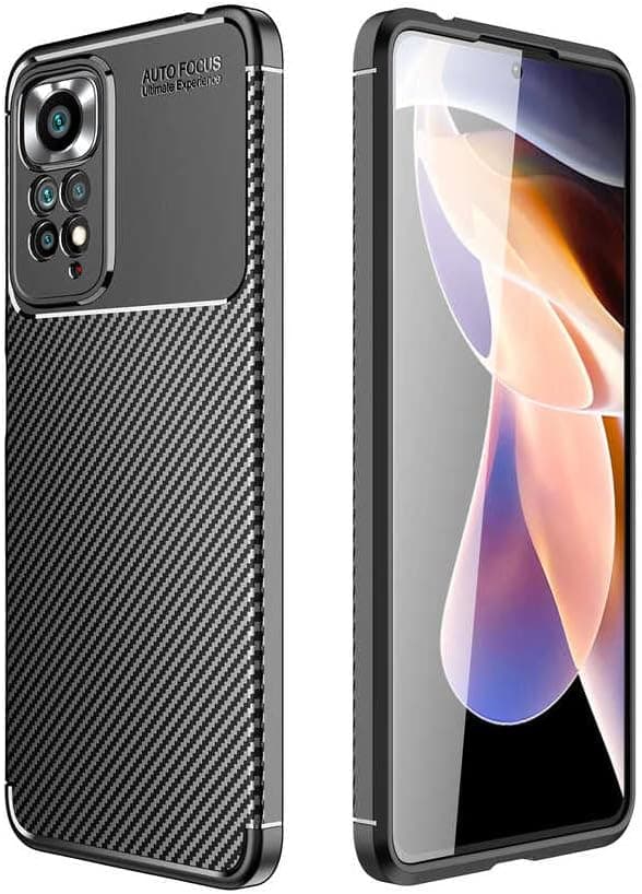 Spia Xiaomi Redmi Note 11S Global ile uyumlu Kılıf Siyah Karbon Silikon Orijinal Esnek İnce Geliştirilmiş Dayanıklı Darbe Karşıtı Koruyucu Yeni Nesil Tasarım (Xiaomi Redmi Note 11S Global, Siyah)