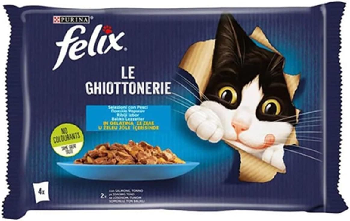 Felix Multipack Somonlu ve Ton Balıklı Yetişkin Kedi Yaş Maması 4x85gr